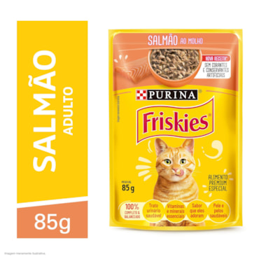 Ração Úmida Friskies Sachê para Gatos Adultos Sabor Salmão ao Molho 85g
