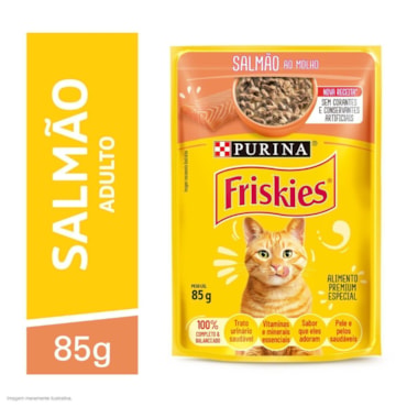 Ração Úmida Friskies Sachê para Gatos Adultos Sabor Salmão ao Molho 85g - imagem adicional