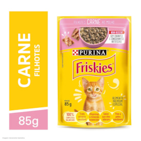 Ração Úmida Friskies Sachê para Gatos Filhotes Sabor Carne ao Molho 85g
