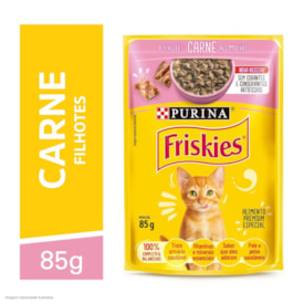 Ração Úmida Friskies Sachê para Gatos Filhotes Sabor Carne ao Molho 85g - imagem adicional