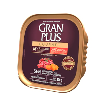 Ração Úmida Gran Plus Patê Gourmet Cães Adultos Carne e Cenoura 300g