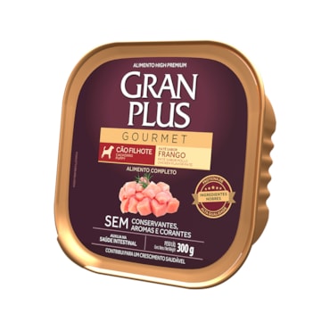 Ração Úmida Gran Plus Patê Gourmet Cães Filhotes Frango 300g
