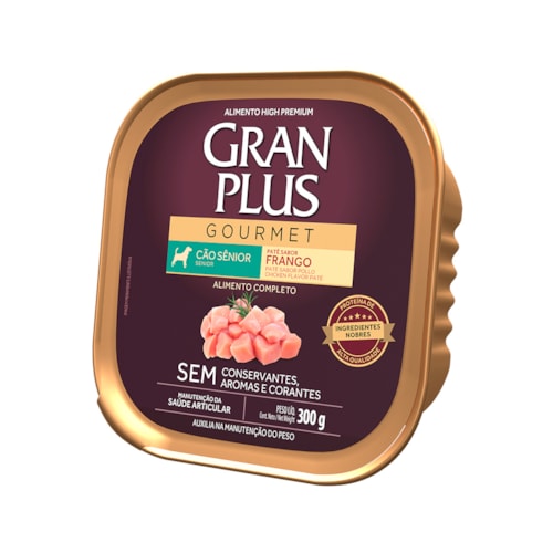 Ração Úmida Gran Plus Patê Gourmet Cães Sênior / Idosos Frango 300g
