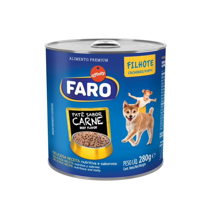 Ração Úmida Lata Faro para Cães Filhotes Sabor Carne 280g