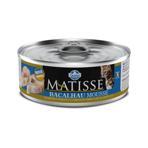Ração Úmida Matisse para Gatos Sabor Mousse de Bacalhau Lata 85g