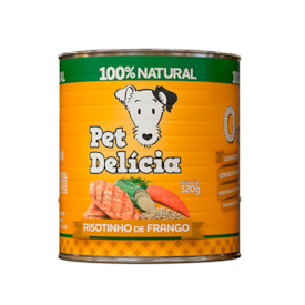 Ração Úmida Natural Pet Delícia Risotinho de Frango para Cães Adultos Lata 320g