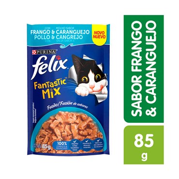 Ração Úmida Nestlé Purina Felix Fantastic Deli Gatos Adultos Frango e Caranguejo 85g