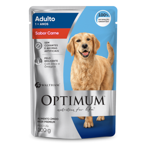 Ração Úmida Optimum Sachê Cães Adultos Raças Grandes Carne 100 g