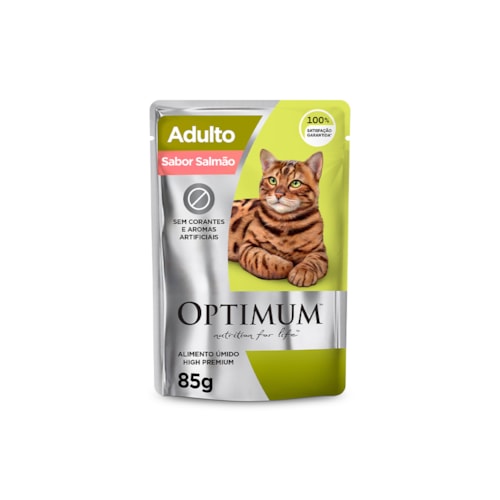 Ração Úmida Optimum Sachê Gatos Adultos Salmão 85 g