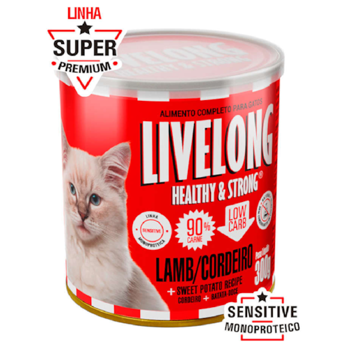 Ração Úmida para Gatos Livelong Sabor Cordeiro 300g