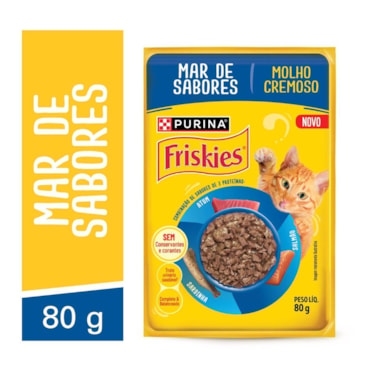 Ração Úmida PURINA FRISKIES® MOLHO CREMOSO para Gatos Adultos Mar de Sabores 80g