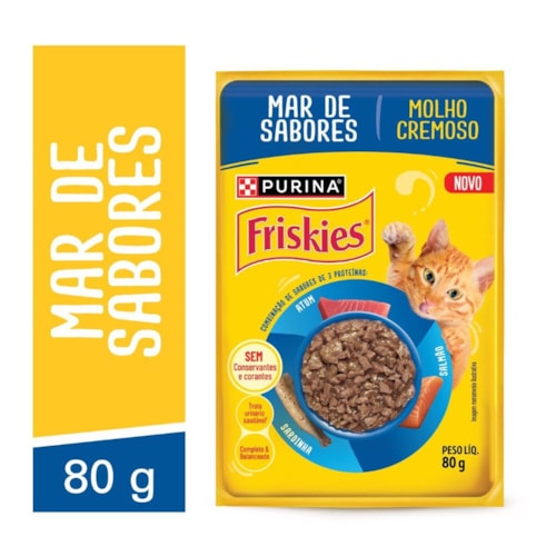 Ração Úmida PURINA FRISKIES® MOLHO CREMOSO para Gatos Adultos Mar de Sabores 80g