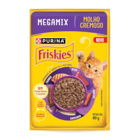 Ração Úmida PURINA FRISKIES® MOLHO CREMOSO para Gatos Adultos Mega Mix 80g - imagem adicional
