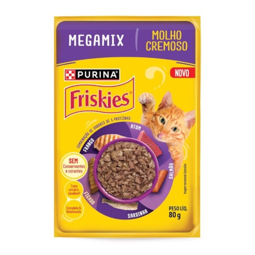 Ração Úmida PURINA FRISKIES® MOLHO CREMOSO para Gatos Adultos Mega Mix 80g - imagem adicional