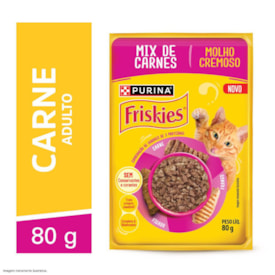 Ração Úmida PURINA FRISKIES® MOLHO CREMOSO para Gatos Adultos Mix de Carnes 80g