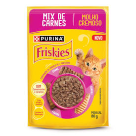 Ração Úmida PURINA FRISKIES® MOLHO CREMOSO para Gatos Adultos Mix de Carnes 80g - imagem adicional