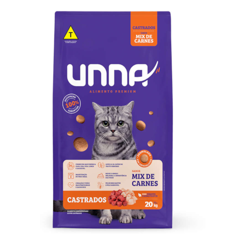 Ração Unna Gatos Adultos Castrados Carne 20 kg