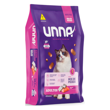 Ração Unna Gatos Adultos Mix de Peixes 10,1 kg