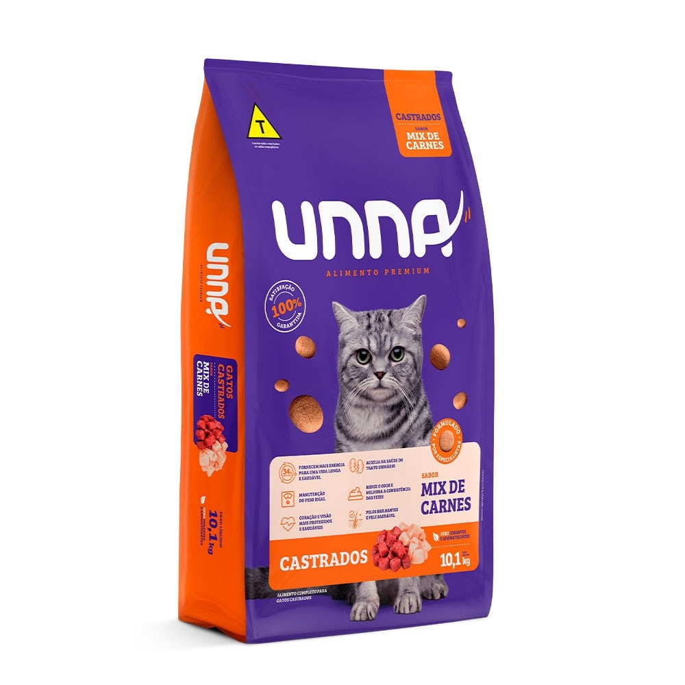 Ração Unna Gatos Castrados Mix Carnes 10,1 kg