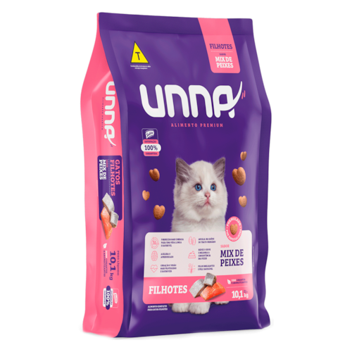 Ração Unna Gatos Filhotes Mix de Peixes 10,1 kg