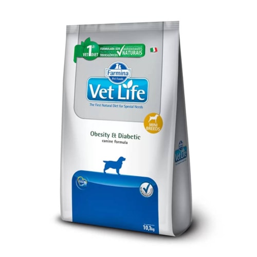 Ração Vet Life Farmina Canine Obesity e Diabetic Mini 10,1kg