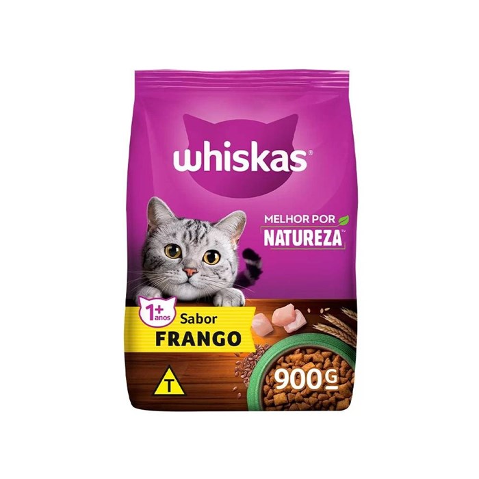 Ração Whiskas Gatos Adultos Melhor por Natureza Frango 0,9 kg