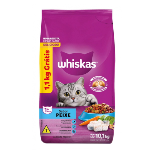 Ração Whiskas Gatos Adultos Peixe 10,1 kg - Leve 10,1 kg Pague 9,1 kg