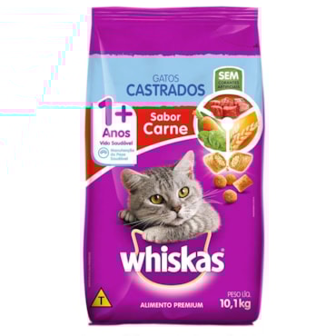 Ração Whiskas Para Gatos Adultos Castrados Sabor Carne
