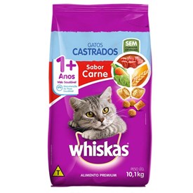 Ração Whiskas Para Gatos Adultos Castrados Sabor Carne