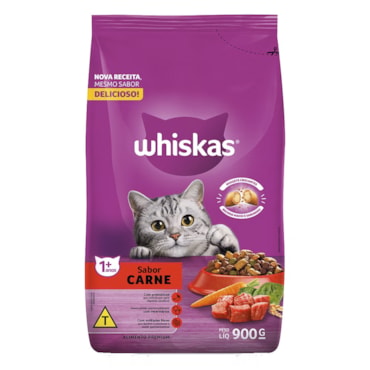Ração Whiskas Para Gatos Adultos Sabor Carne 900g
