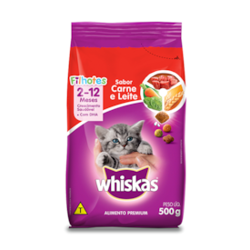 Ração Whiskas Para Gatos Filhotes Sabor Carne e Leite