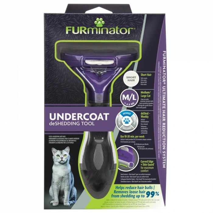 Rasqueadeira Furminator Roxa para Gatos Todos os Pelos