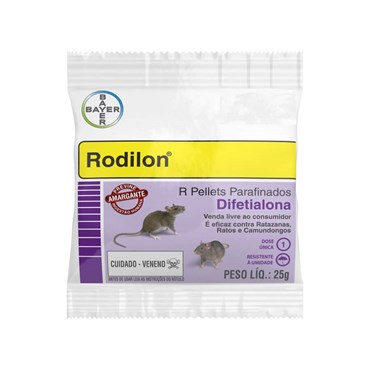 Raticida Rodilon Pellets 25g Mata Ratos e Ratazanas - Elanco 
