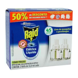 Refil Raid Para Repelente Elétrico 2 Unidades 45 Noites