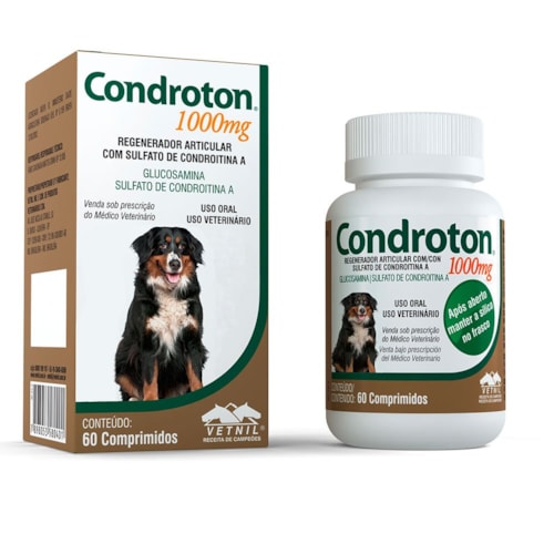 Regenerador Articular Condroton Pet Vetnil para Cães e Gatos 1000mg 