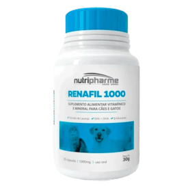 Renafil Suplemento Nutricional para Cães e Gatos 1000 mg 30 Cápsulas