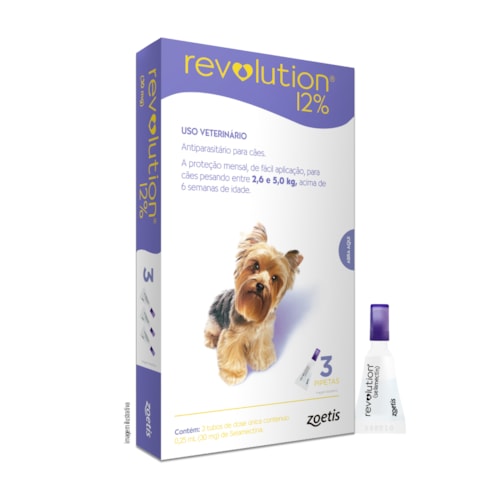 Revolution Antiparasitário Zoetis para Cães de 2,5 a 5kg 30mg 1 Pipeta