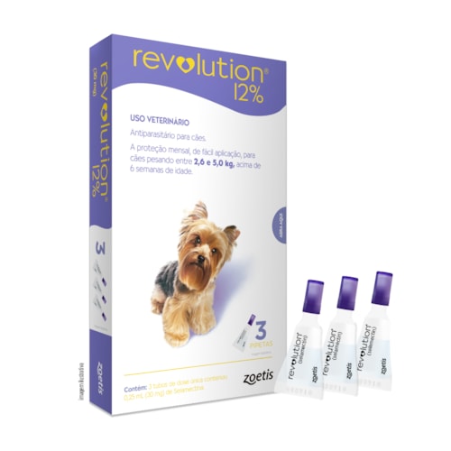 Revolution Antiparasitário Zoetis para Cães de 2,5 a 5kg 30mg 3 Pipetas