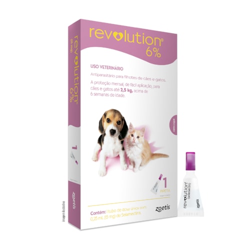Revolution Antiparasitário Zoetis para Cães e Gatos até 2,5kg 15mg 1 Pipeta
