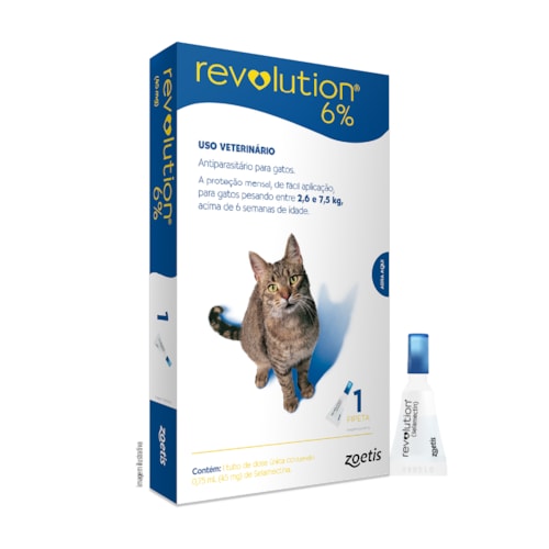 Revolution Antiparasitário Zoetis para Gatos de 2,5kg a 7,5kg 45mg 1 Pipeta
