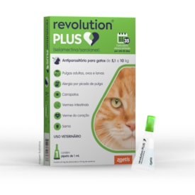 Revolution Plus® – Antiparasitário Tópico para Gatos de 5,1 a 10kg 1ml 1 Pipeta