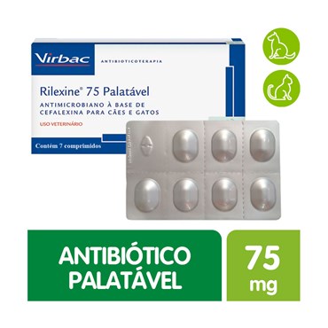 Rilexine Virbac Antibiótico Palatável para Cães e Gatos 7cp