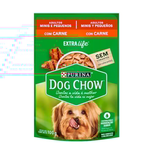 Sachê Dog Chow Extra Life Cães Adultos Raças Pequenas Sabor Carne ao Molho 100g