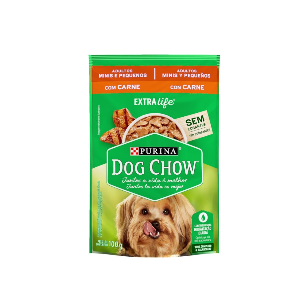 Sachê Dog Chow Extra Life Cães Adultos Raças Pequenas Sabor Carne ao Molho 100g
