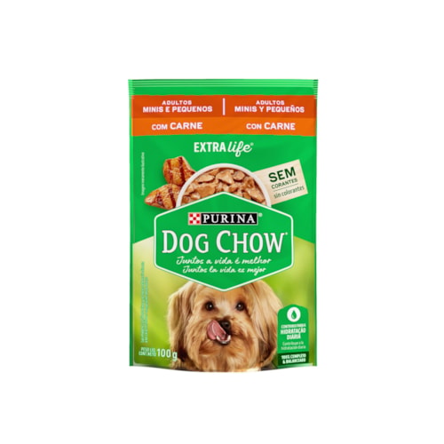 Sachê Dog Chow Extra Life Cães Adultos Raças Pequenas Sabor Carne ao Molho 100g