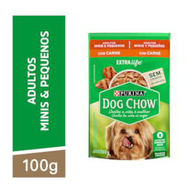 Sachê Dog Chow Extra Life Cães Adultos Raças Pequenas Sabor Carne ao Molho 100g - imagem adicional