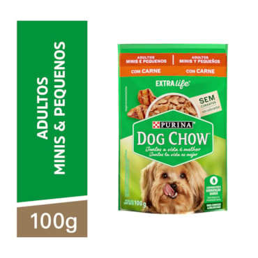 Sachê Dog Chow Extra Life Cães Adultos Raças Pequenas Sabor Carne ao Molho 100g - imagem adicional