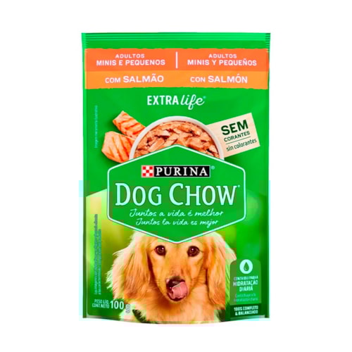 Sachê Dog Chow Extra Life para Cães Adultos Raças Pequenas Sabor Salmão 100g