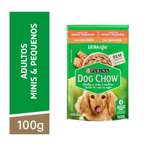 Sachê Dog Chow Extra Life para Cães Adultos Raças Pequenas Sabor Salmão 100g - imagem adicional