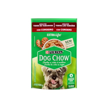 Sachê Dog Chow Extra Life para Cães Adultos Todas as Raças Sabor Cordeiro 100g